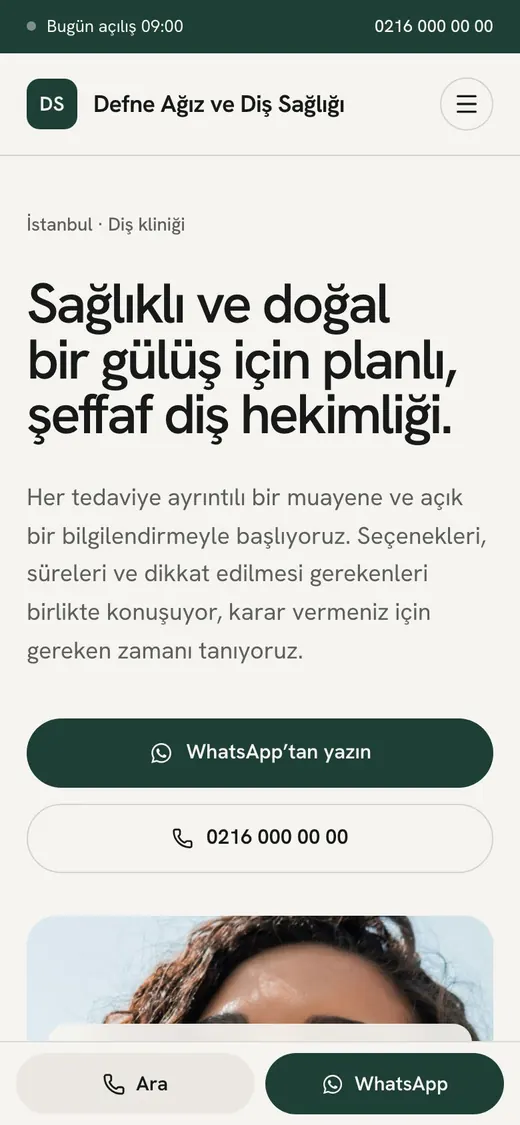 Diş hekimleri tasarımı telefonda
