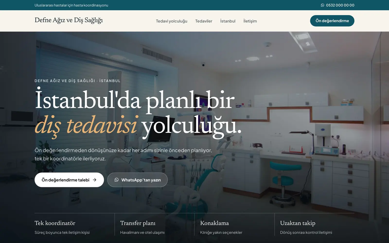 Bir diş kliniği için Vitrinle tasarımı